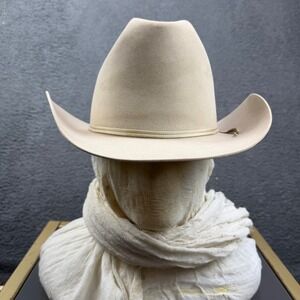 Stetson Mens 7 3/8 Long Oval Western Cowboy Hat Tan Felt